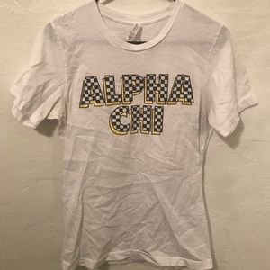 Alpha Chi Omega checkered letter T-shirt